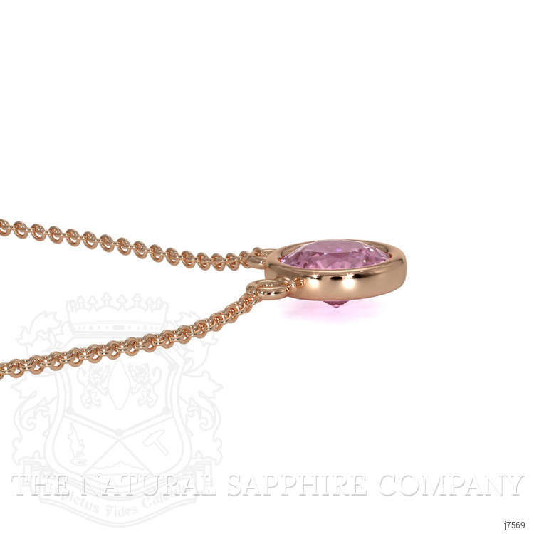 0.42 Ct. Pink Sapphire Bezel Necklace, 14K Rose Gold
