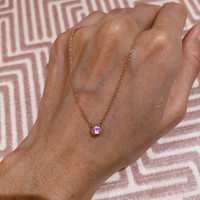 0.42 Ct. Pink Sapphire Bezel Necklace, 14K Rose Gold Life Style
