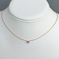 0.42 Ct. Pink Sapphire Bezel Necklace, 14K Rose Gold Life Style