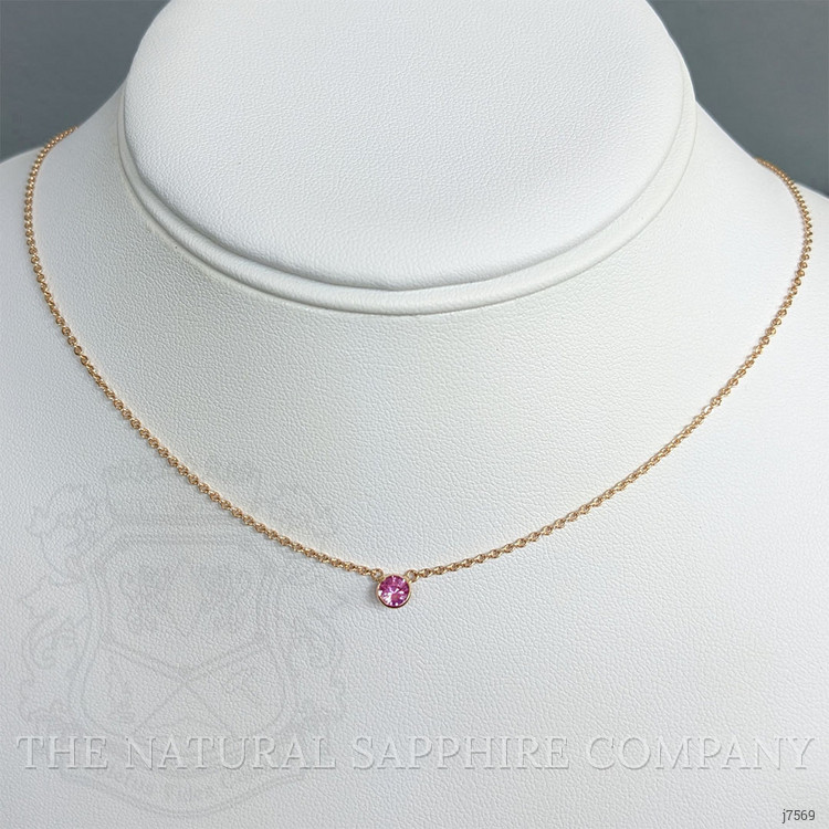 0.42 Ct. Pink Sapphire Bezel Necklace, 14K Rose Gold