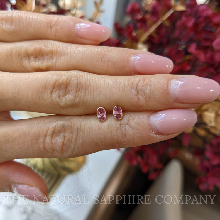 0.50 Ct.Tw. Pink Sapphire Studs Earrings, 14K Rose Gold