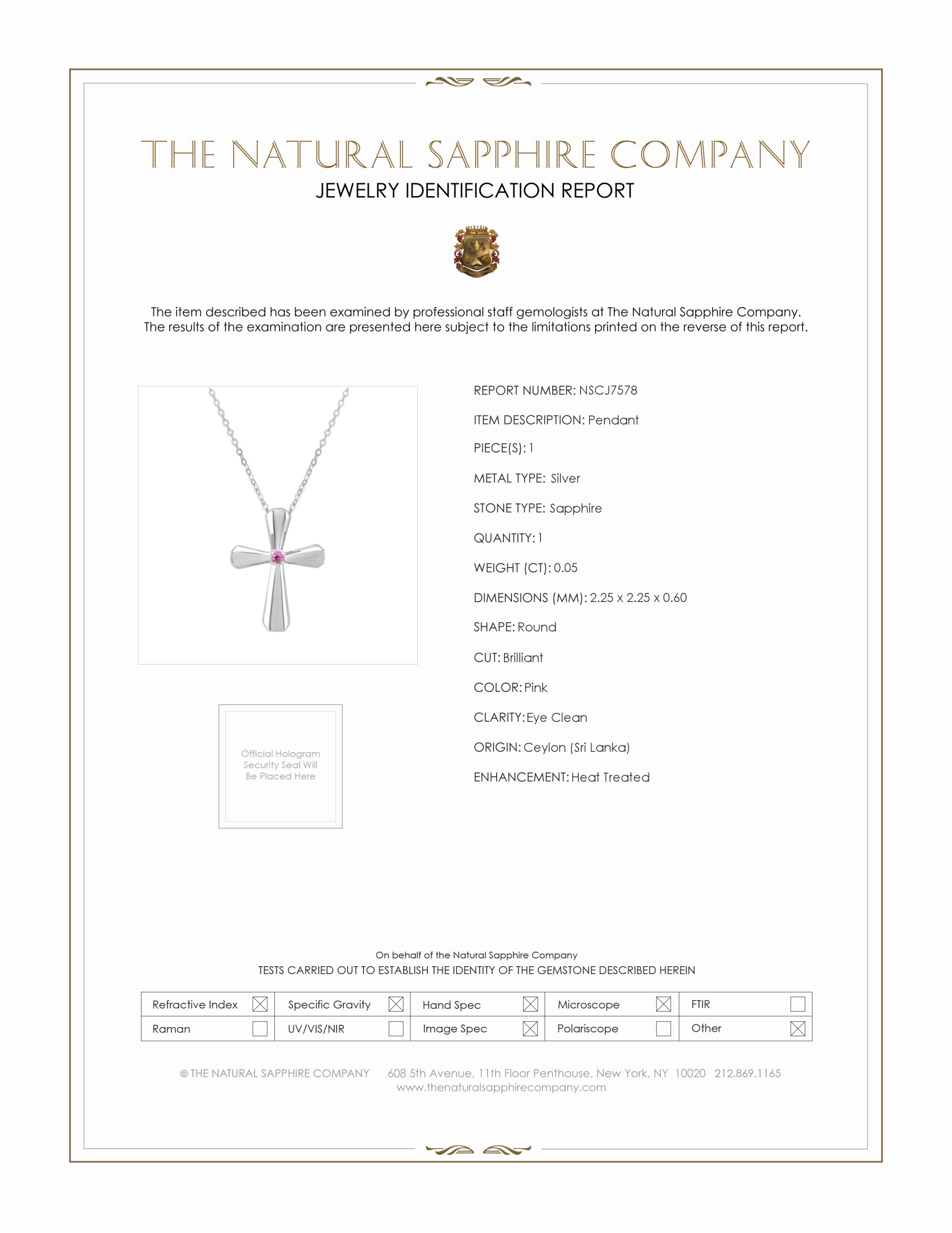 0.05 Ct. Pink Sapphire Solitaire Pendant, Silver