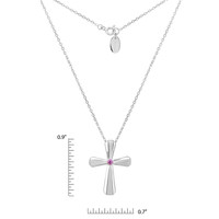 0.05 Ct. Pink Sapphire Solitaire Pendant, Silver Image