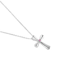 0.05 Ct. Pink Sapphire Solitaire Pendant, Silver Image