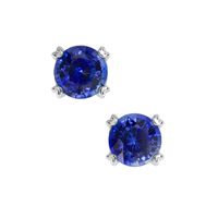 1.00 Ct.Tw.Total Carat Weight Blue Sapphire Studs Earrings, 14K White Gold Video