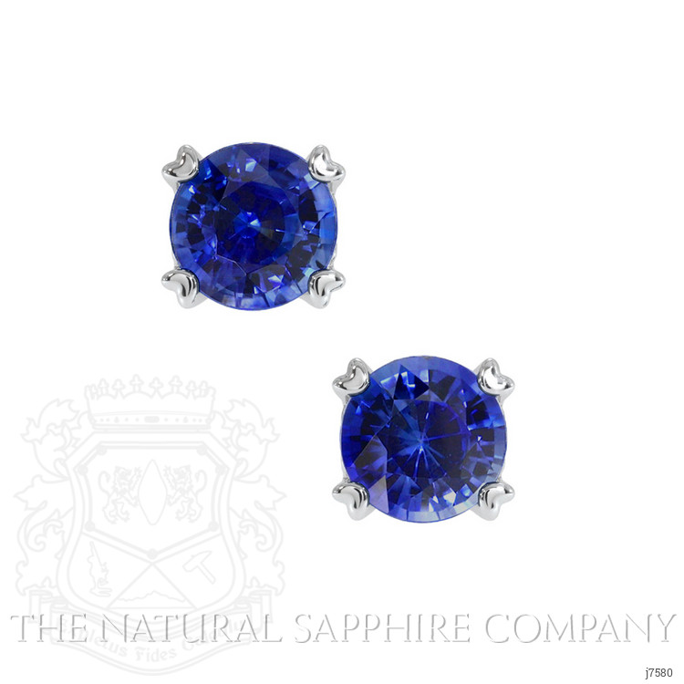 1.00 Ct.Tw. Blue Sapphire Studs Earrings, 14K White Gold