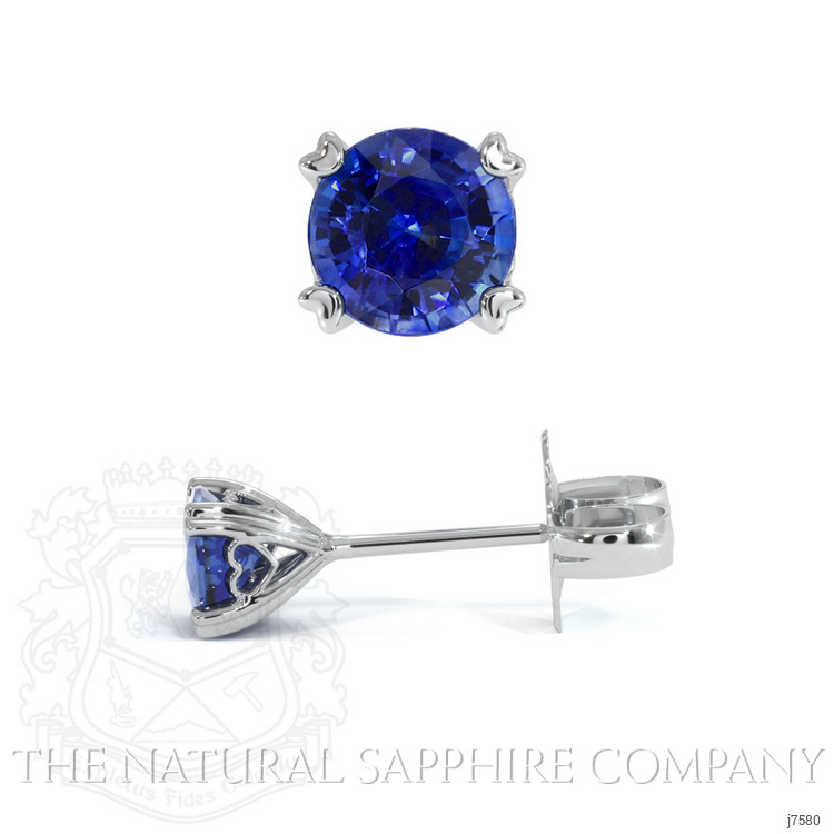 1.00 Ct.Tw. Blue Sapphire Studs Earrings, 14K White Gold