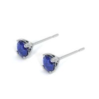 1.00 Ct.Tw.Total Carat Weight Blue Sapphire Studs Earrings, 14K White Gold Image