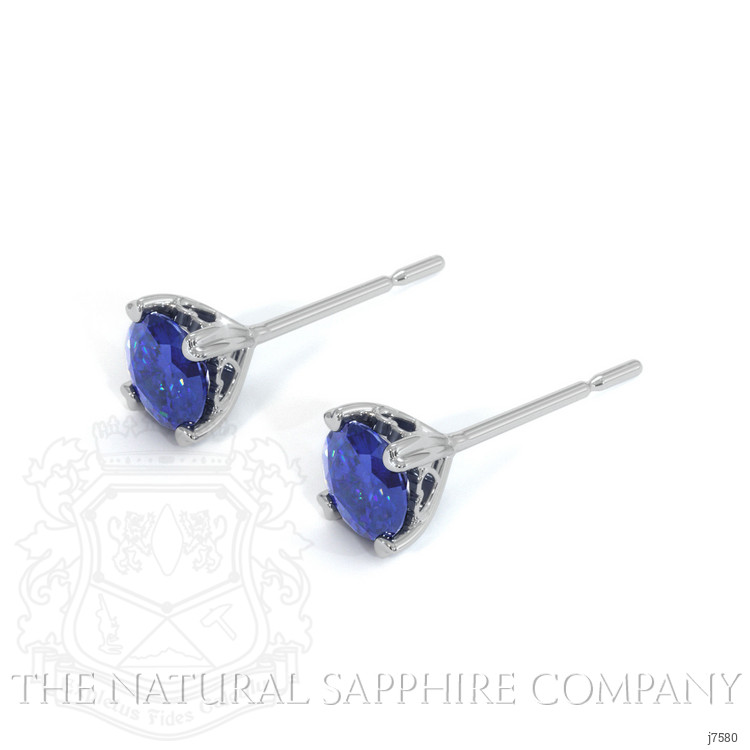 1.00 Ct.Tw. Blue Sapphire Studs Earrings, 14K White Gold