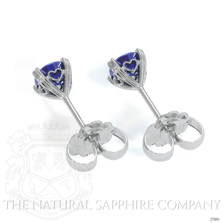 1.00 Ct.Tw. Blue Sapphire Studs Earrings, 14K White Gold