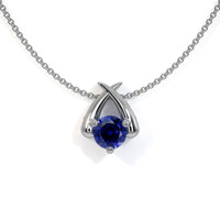 0.30 Ct. Blue Sapphire Solitaire Pendant, 14K White Gold Video