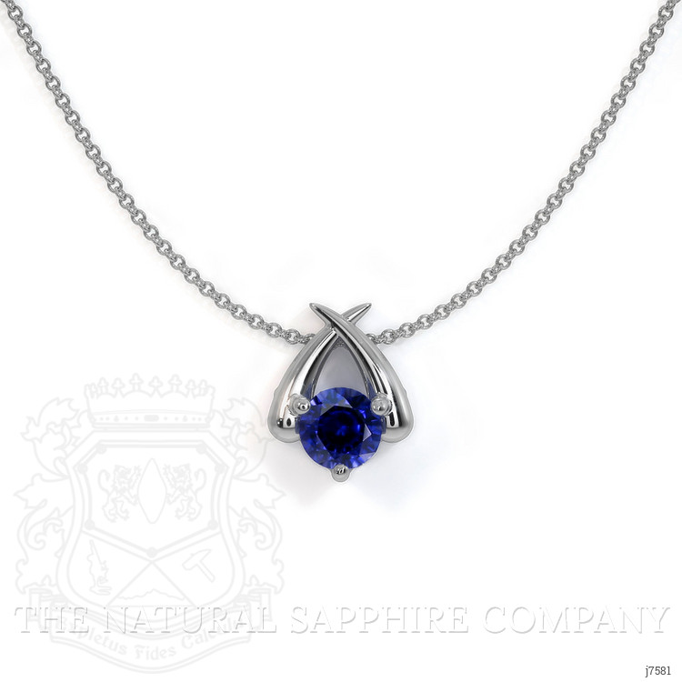 0.30 Ct. Blue Sapphire Solitaire Pendant, 14K White Gold