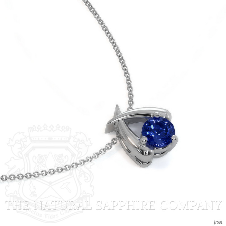 0.30 Ct. Blue Sapphire Solitaire Pendant, 14K White Gold