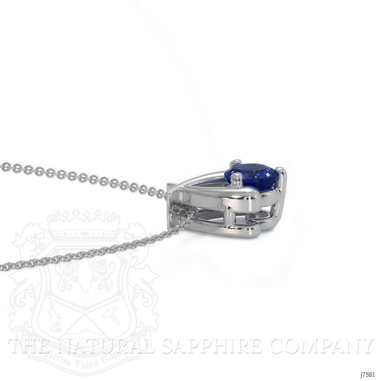 0.30 Ct. Blue Sapphire Solitaire Pendant, 14K White Gold