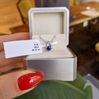0.30 Ct. Blue Sapphire Solitaire Pendant, 14K White Gold Life Style