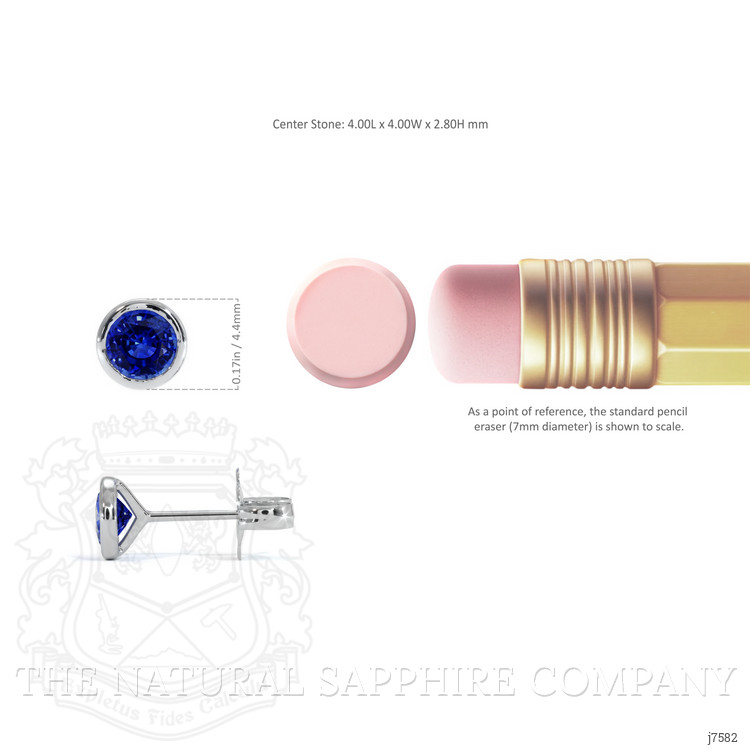 0.75 Ct.Tw. Blue Sapphire Studs Earrings, 14K White Gold