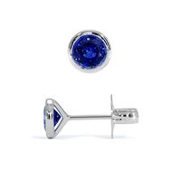 0.75 Ct.Tw. Blue Sapphire Studs Earrings, 14K White Gold Image
