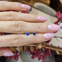 0.75&nbsp;Ct.Tw.Total Carat Weight Blue Sapphire Studs Earrings, 14K White Gold Life Style