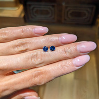 1.25&nbsp;Ct.Tw.Total Carat Weight Blue Sapphire Studs Earrings, 14K White Gold Life Style