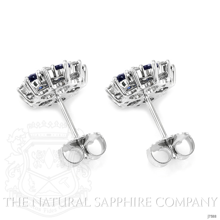 2.05 Ct.Tw. Blue Sapphire and Natural Diamond Accent Stones Earrings, 18K White Gold