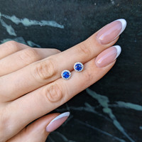 0.90&nbsp;Ct.Tw.Total Carat Weight Blue Sapphire and Natural Diamond Pave Earrings, 18K White Gold Life Style