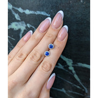 0.90&nbsp;Ct.Tw.Total Carat Weight Blue Sapphire and Natural Diamond Pave Earrings, 18K White Gold Life Style