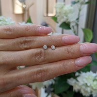 0.45&nbsp;Ct.Tw.Total Carat Weight White Sapphire Studs Earrings, 14K White Gold Life Style