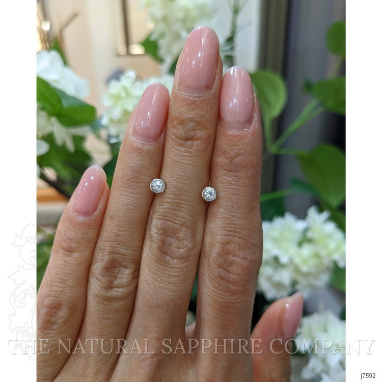 0.45 Ct.Tw. White Sapphire Studs Earrings, 14K White Gold