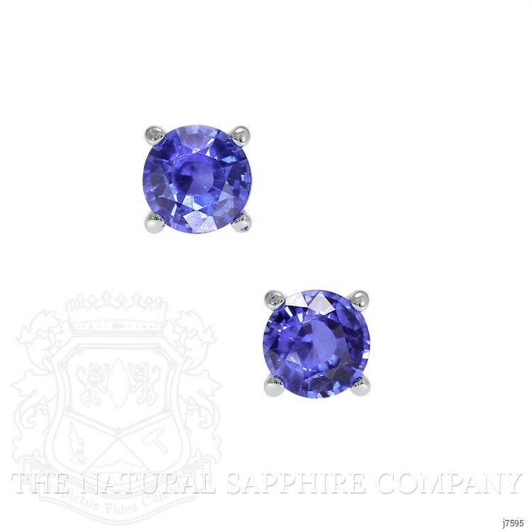 0.90 Ct.Tw. Blue Sapphire Studs Earrings, 14K White Gold