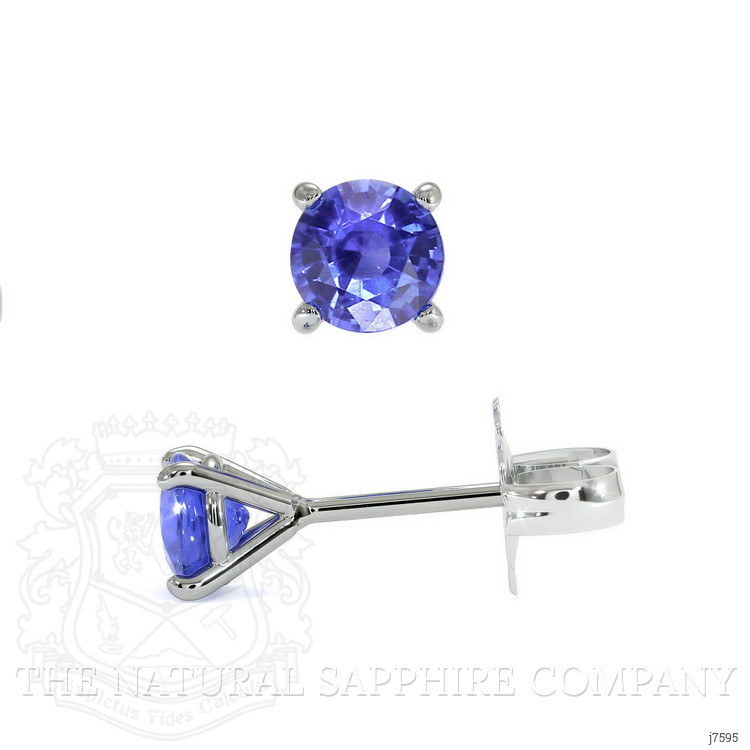 0.90 Ct.Tw. Blue Sapphire Studs Earrings, 14K White Gold