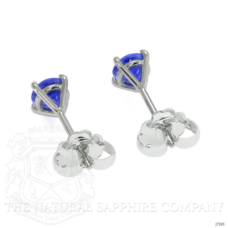 0.90 Ct.Tw. Blue Sapphire Studs Earrings, 14K White Gold