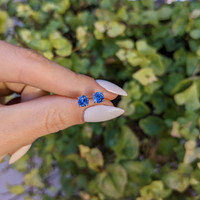 0.90&nbsp;Ct.Tw.Total Carat Weight Blue Sapphire Studs Earrings, 14K White Gold Life Style