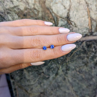 0.90&nbsp;Ct.Tw.Total Carat Weight Blue Sapphire Studs Earrings, 14K White Gold Life Style