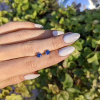 0.90&nbsp;Ct.Tw.Total Carat Weight Blue Sapphire Studs Earrings, 14K White Gold Life Style