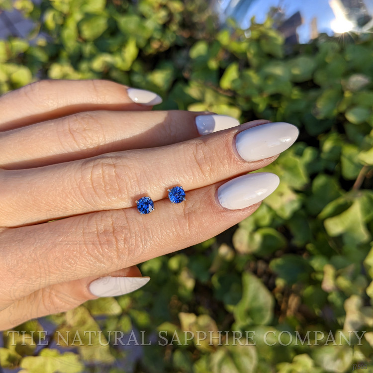 0.90 Ct.Tw. Blue Sapphire Studs Earrings, 14K White Gold