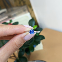 0.90 Ct. Blue Sapphire Solitaire Ring, 14K White Gold Life Style