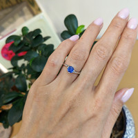 0.90 Ct. Blue Sapphire Solitaire Ring, 14K White Gold Life Style