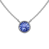 0.45 Ct. Blue Sapphire Bezel Necklace, 14K White Gold Video
