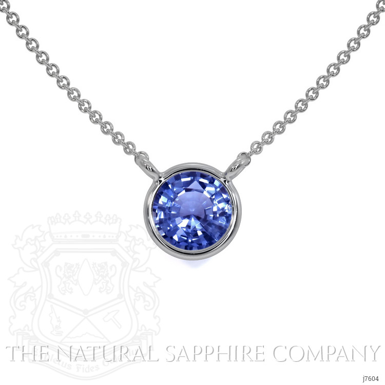 0.45 Ct. Blue Sapphire Bezel Necklace, 14K White Gold