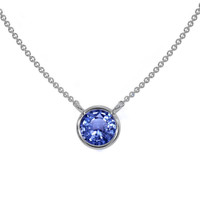 0.45 Ct. Blue Sapphire Bezel Necklace, 14K White Gold Image