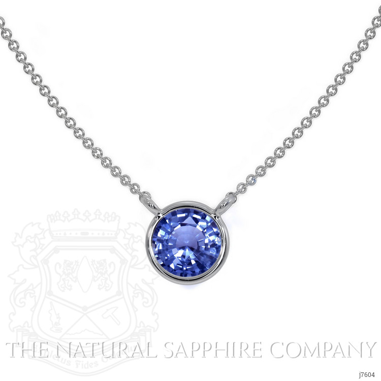 0.45 Ct. Blue Sapphire Bezel Necklace, 14K White Gold