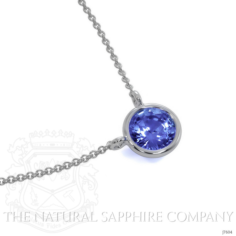 0.45 Ct. Blue Sapphire Bezel Necklace, 14K White Gold