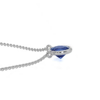 0.45 Ct. Blue Sapphire Bezel Necklace, 14K White Gold Image