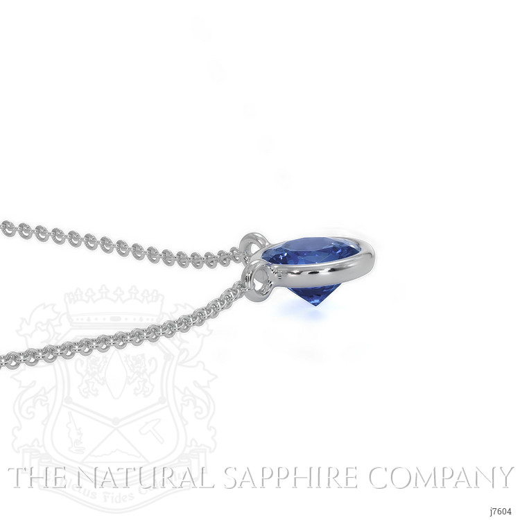 0.45 Ct. Blue Sapphire Bezel Necklace, 14K White Gold