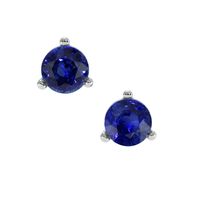 0.75 Ct.Tw. Blue Sapphire Studs Earrings, 14K White Gold Video