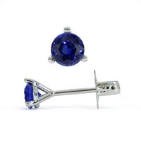 0.75 Ct.Tw. Blue Sapphire Studs Earrings, 14K White Gold Image
