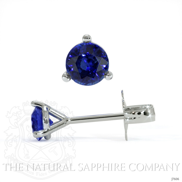 0.75 Ct.Tw. Blue Sapphire Studs Earrings, 14K White Gold