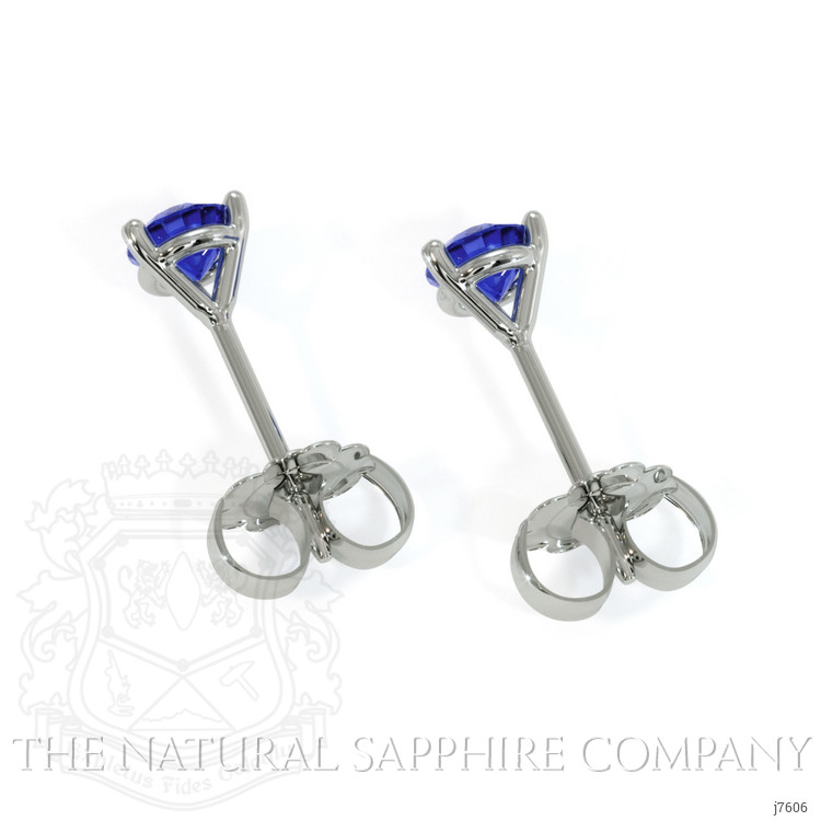 0.75 Ct.Tw. Blue Sapphire Studs Earrings, 14K White Gold
