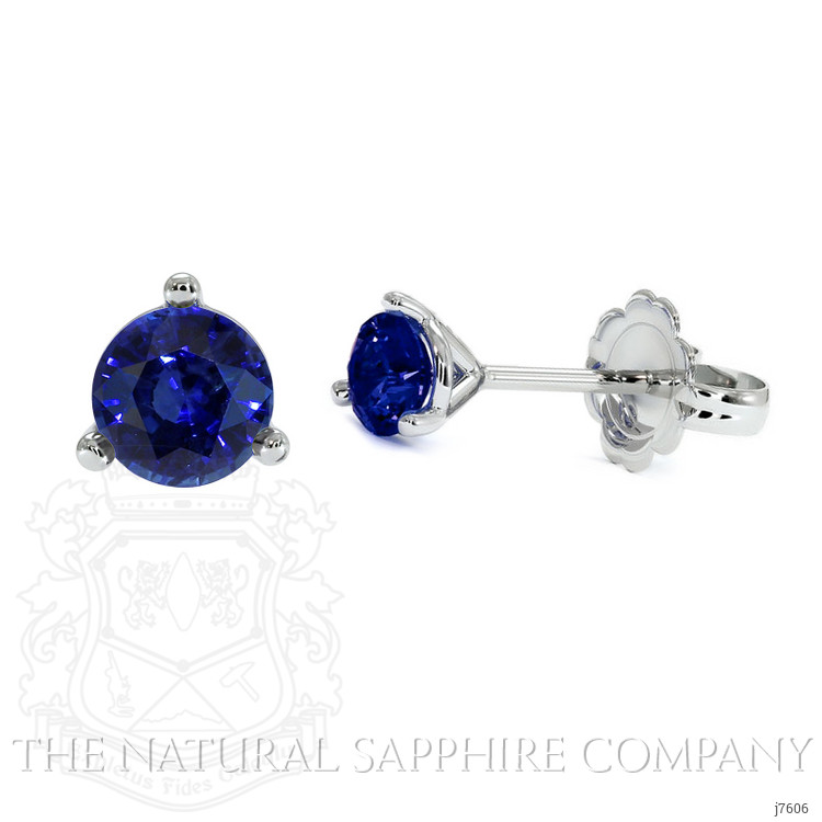 0.75 Ct.Tw. Blue Sapphire Studs Earrings, 14K White Gold