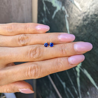0.75&nbsp;Ct.Tw.Total Carat Weight Blue Sapphire Studs Earrings, 14K White Gold Life Style